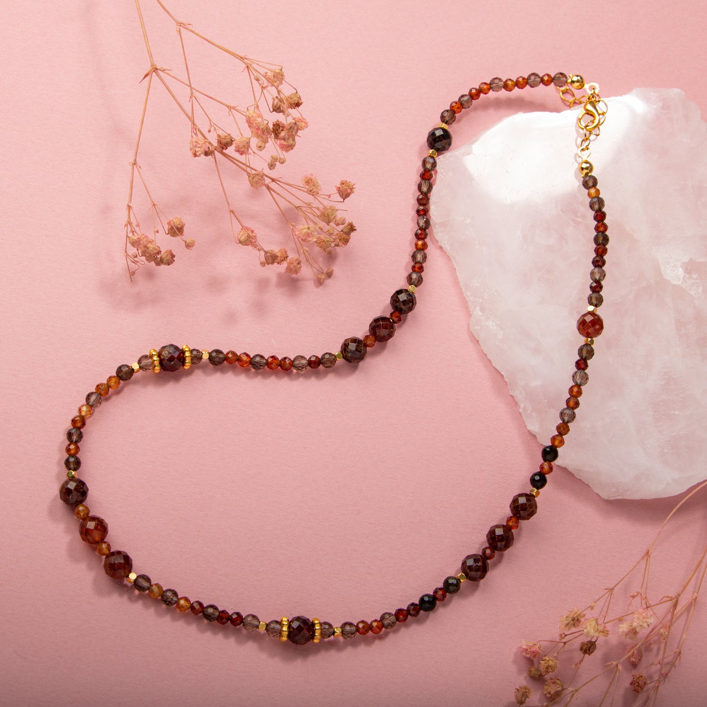 Agate Smoky Quartz Natural Stone Necklace