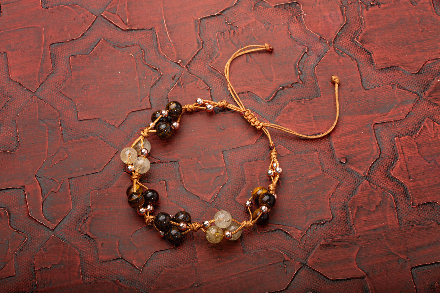 Tiger Eye and Citrine Natural Stone Macrame Design Bracelet