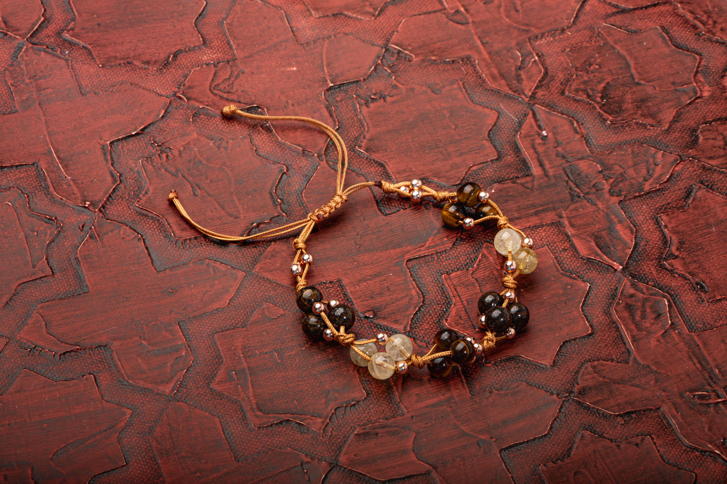 Tiger Eye and Citrine Natural Stone Macrame Design Bracelet