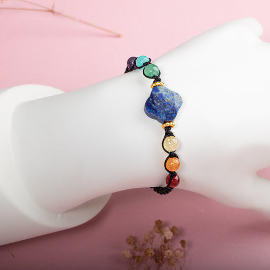 Lapis Lazuli Natural Stone Macrame Design Bracelet