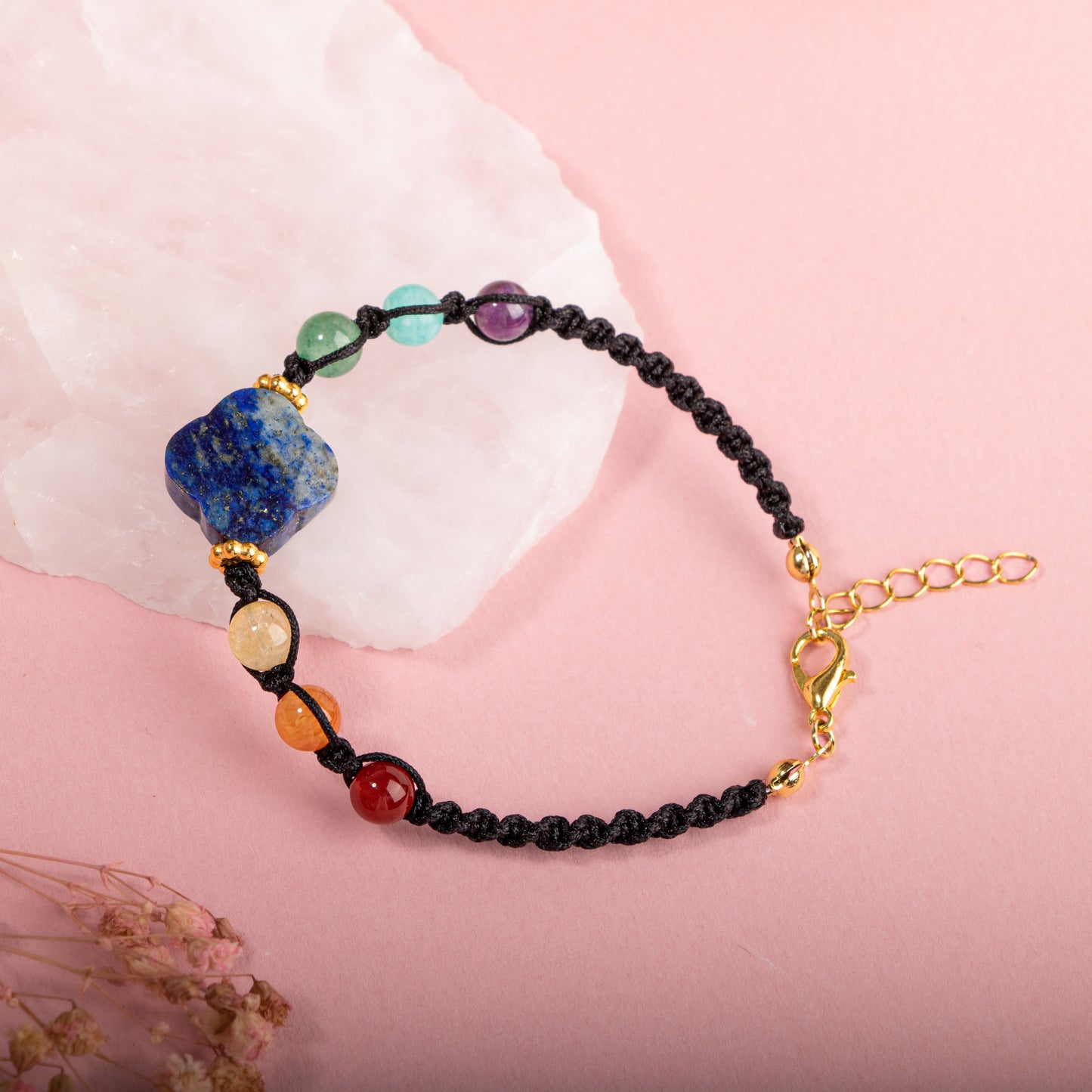 Lapis Lazuli Natural Stone Macrame Design Bracelet