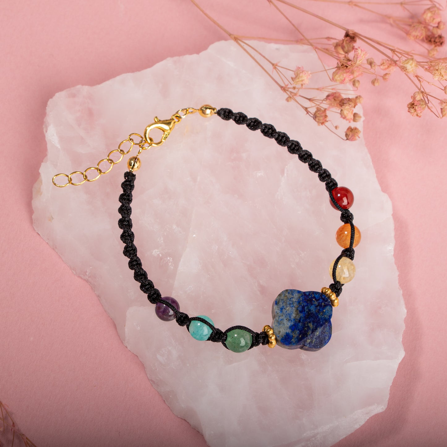 Lapis Lazuli Natural Stone Macrame Design Bracelet