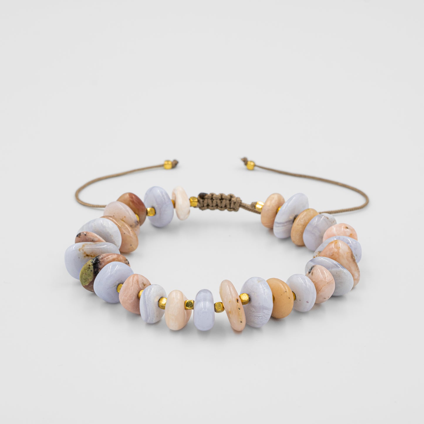 Chalcedony, Sun Stone Natural Stone Macrame Design Bracelet