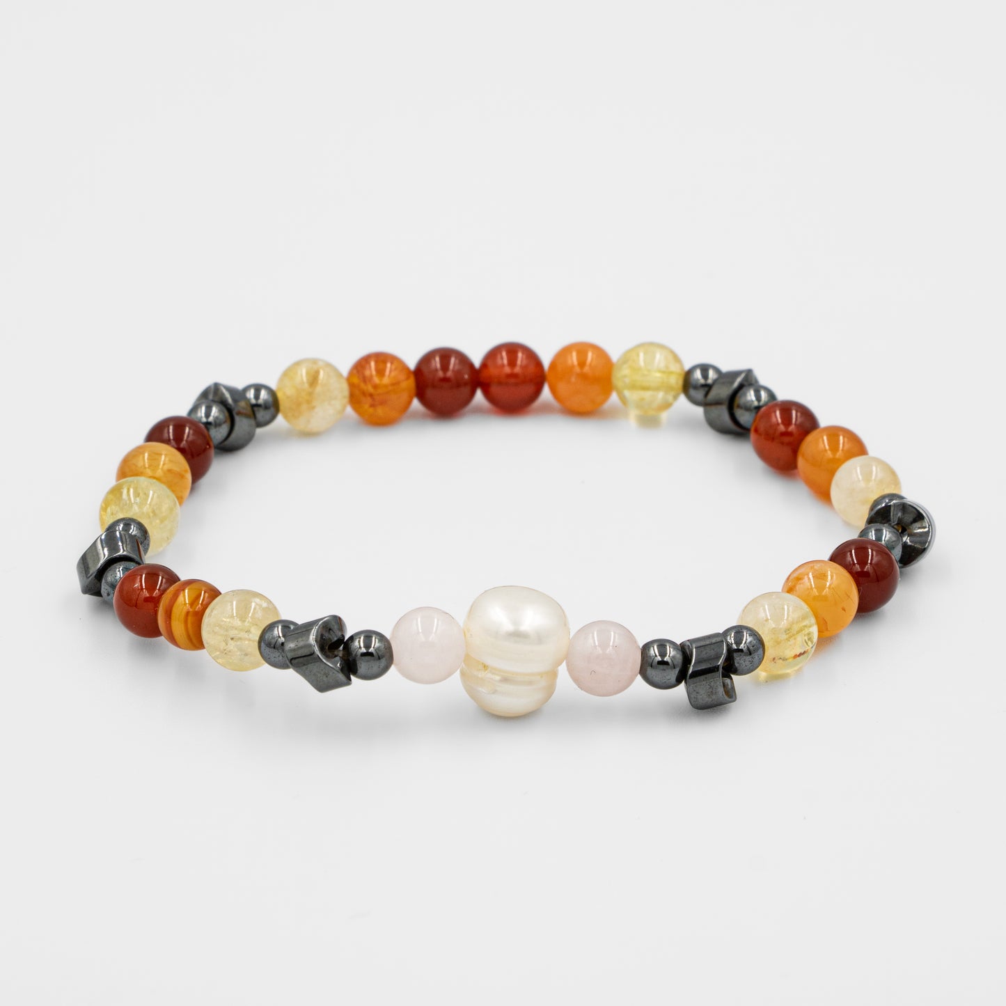 Pearl, Hematite, Tiger Eye Natural Stone Bracelet