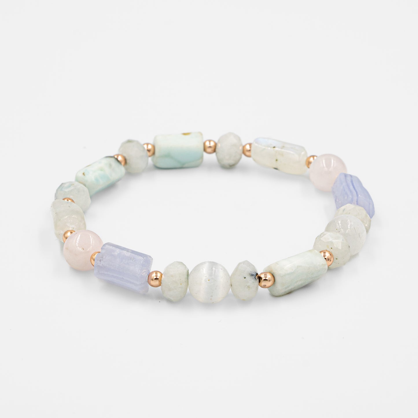 Selenite, Amazonite, Pink Quartz, Chalcedony Natural Stone Bracelet