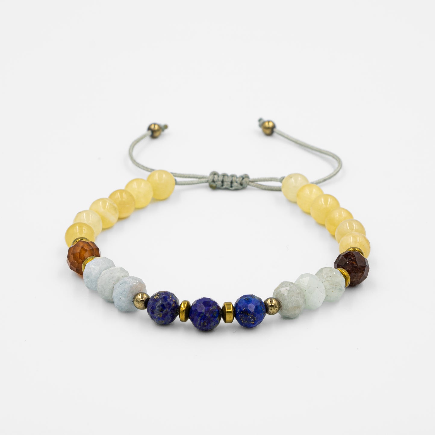 Lapis Lazuli, Citrine, Moonstone, Agate Natural Stone Macrame Design Bracelet