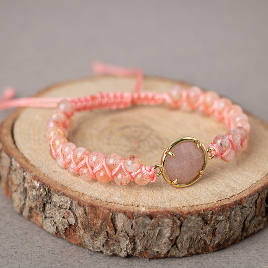 Sun Stone Natural Stone Macrame Design Bracelet