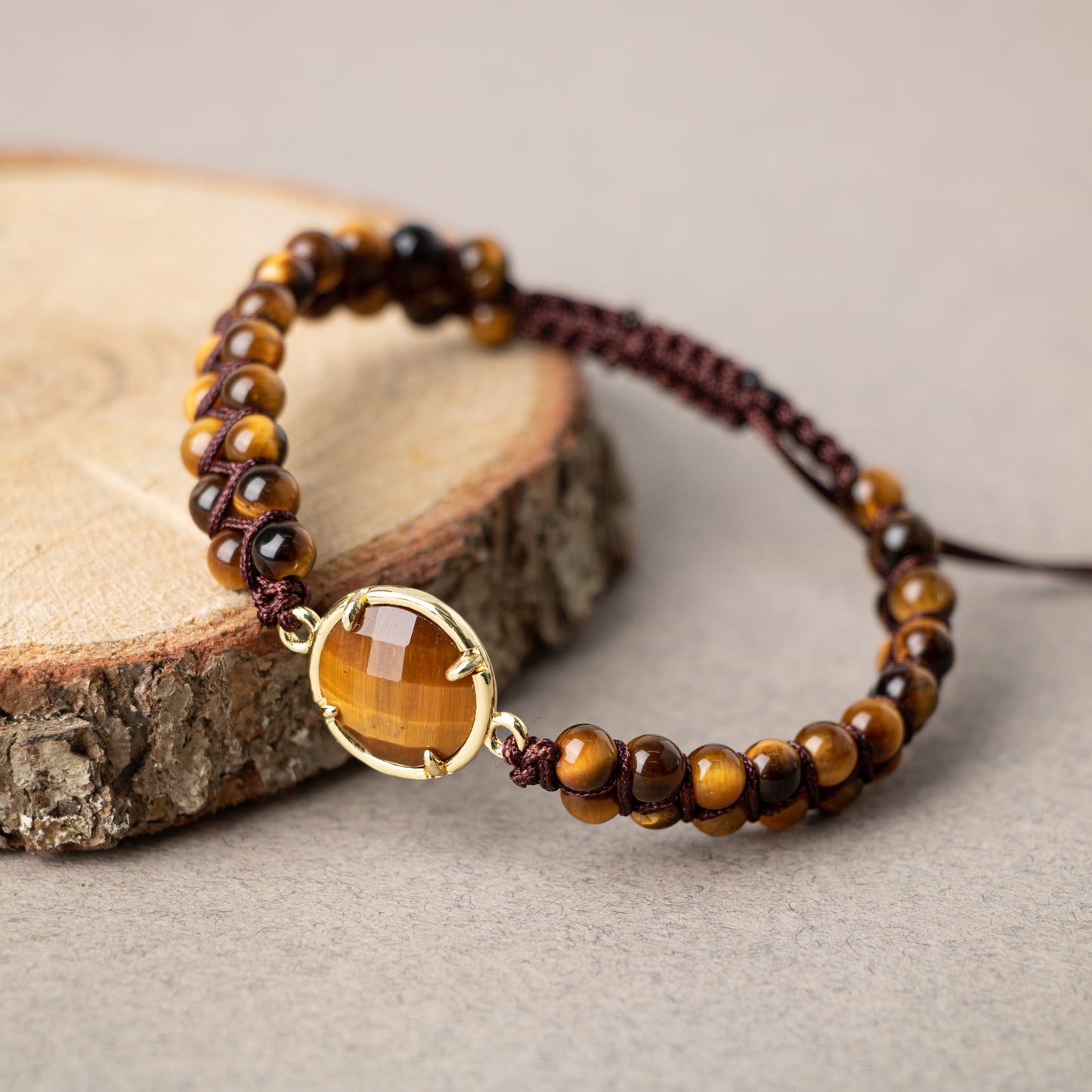 Tiger Eye Natural Stone Macrame Design Bracelet