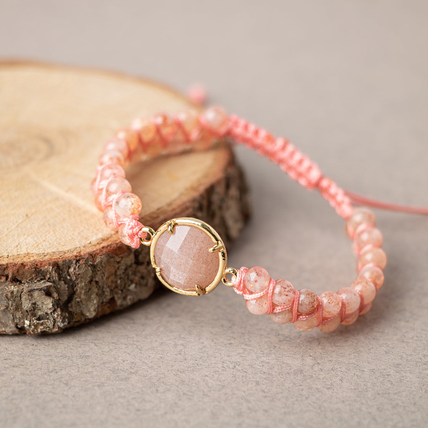 Sun Stone Natural Stone Macrame Design Bracelet