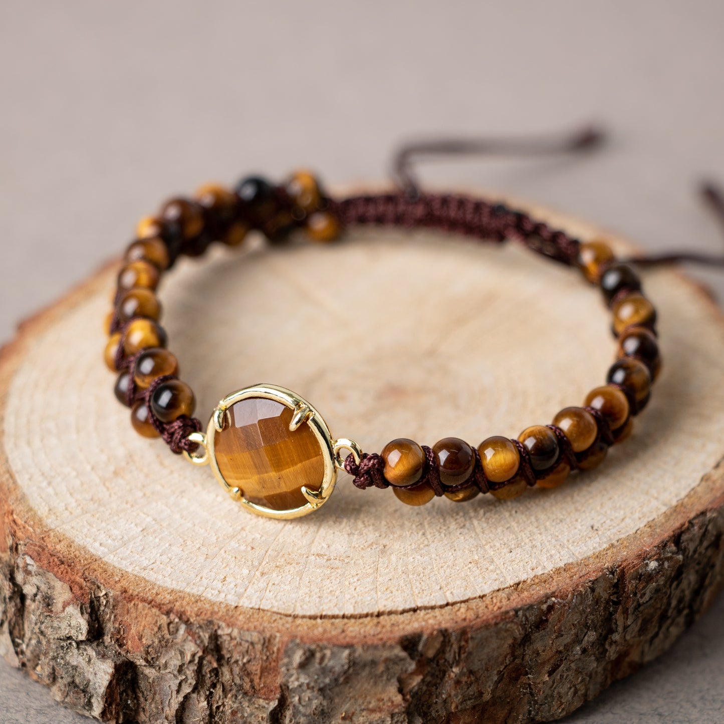 Tiger Eye Natural Stone Macrame Design Bracelet