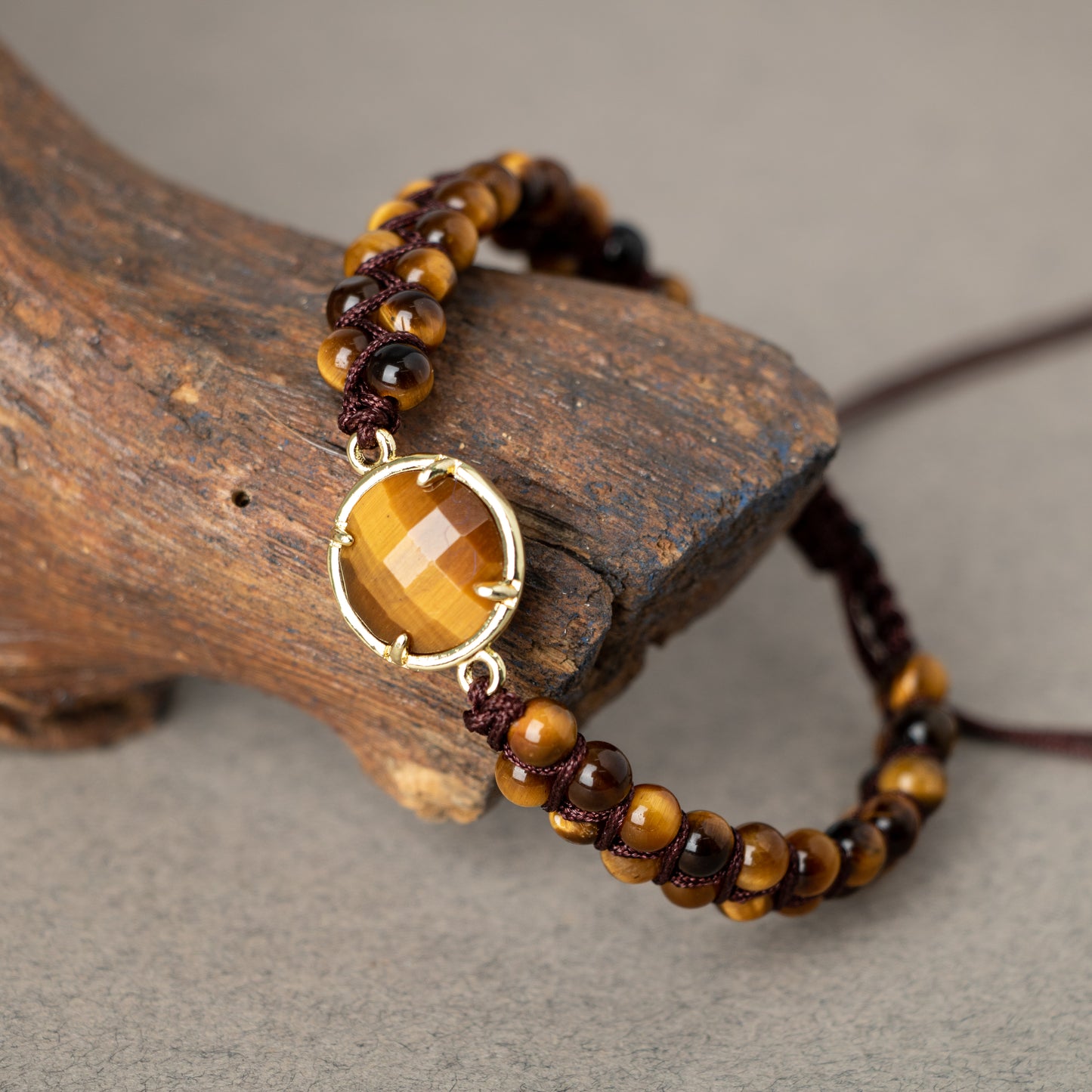 Tiger Eye Natural Stone Macrame Design Bracelet