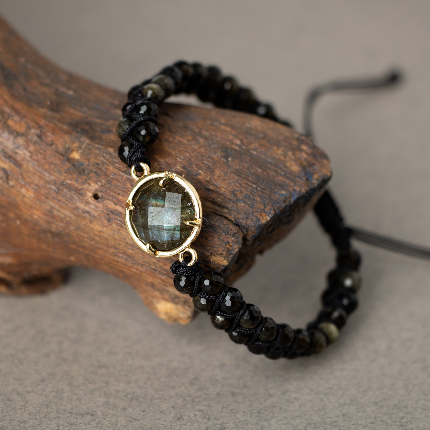 Obsidian Natural Stone Macrame Design Bracelet