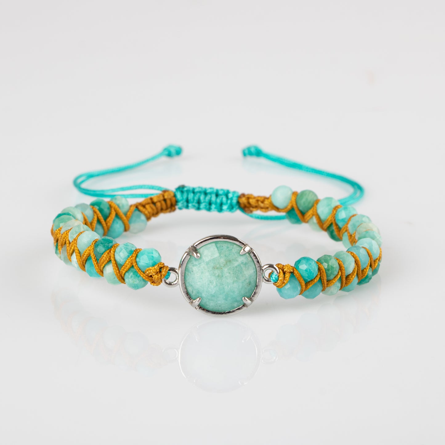 Amazonite Natural Stone Macrame Design Bracelet