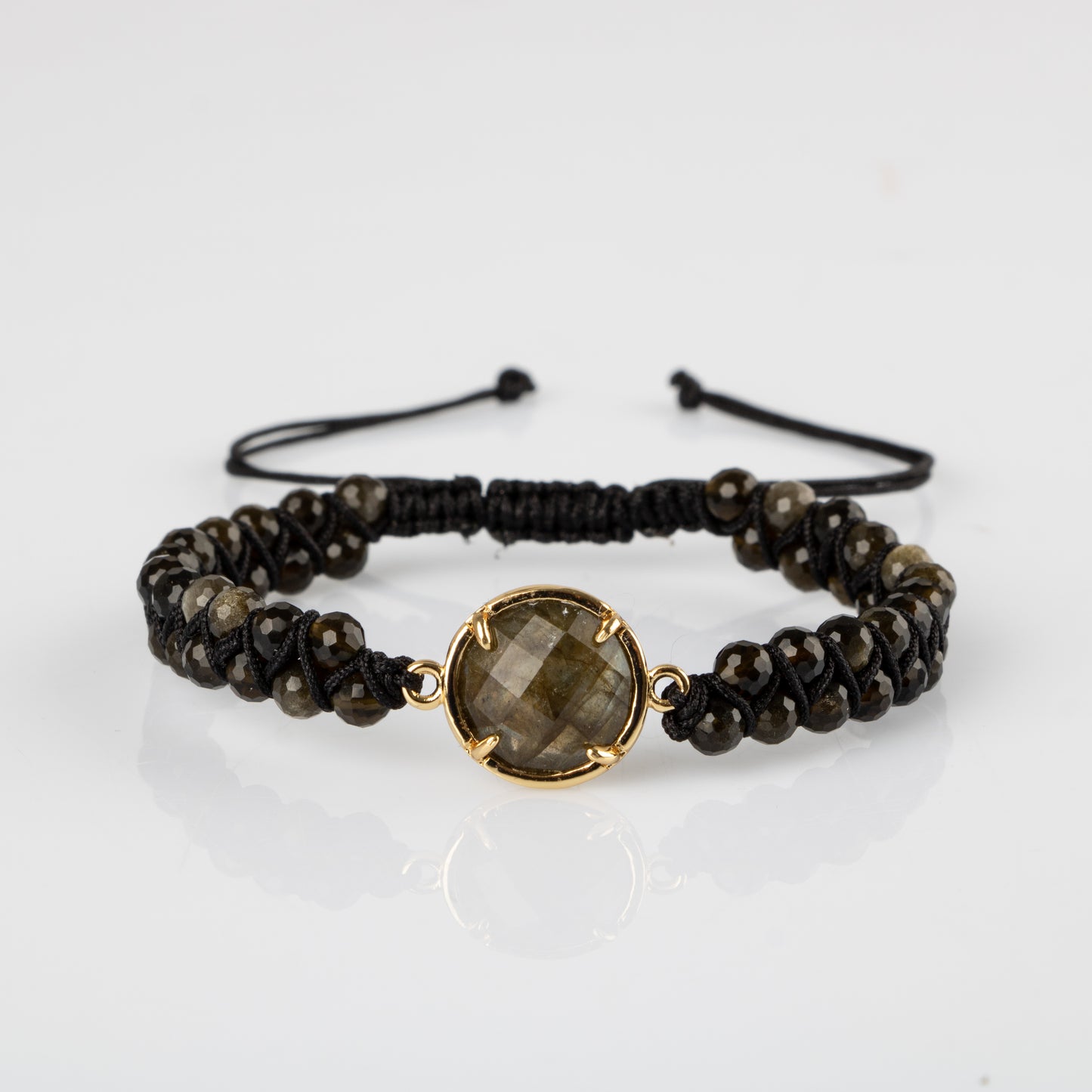 Obsidian Natural Stone Macrame Design Bracelet