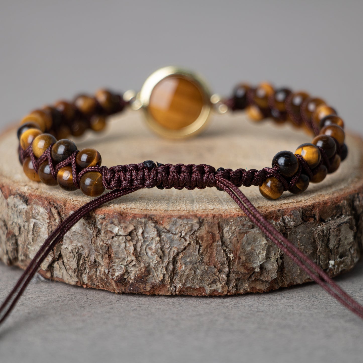 Tiger Eye Natural Stone Macrame Design Bracelet