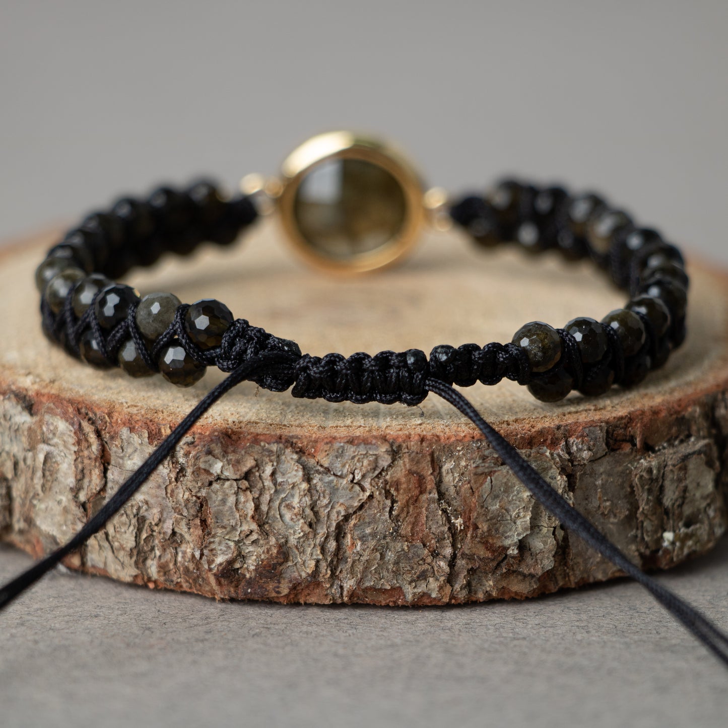 Obsidian Natural Stone Macrame Design Bracelet