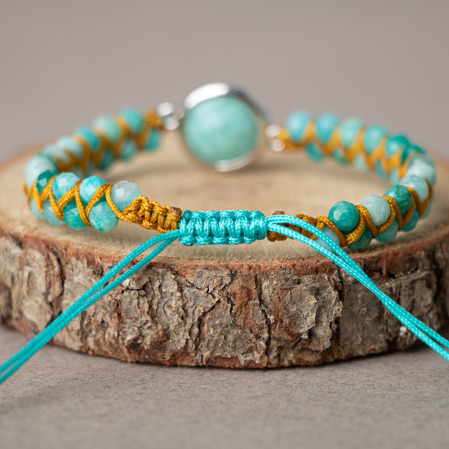 Amazonite Natural Stone Macrame Design Bracelet