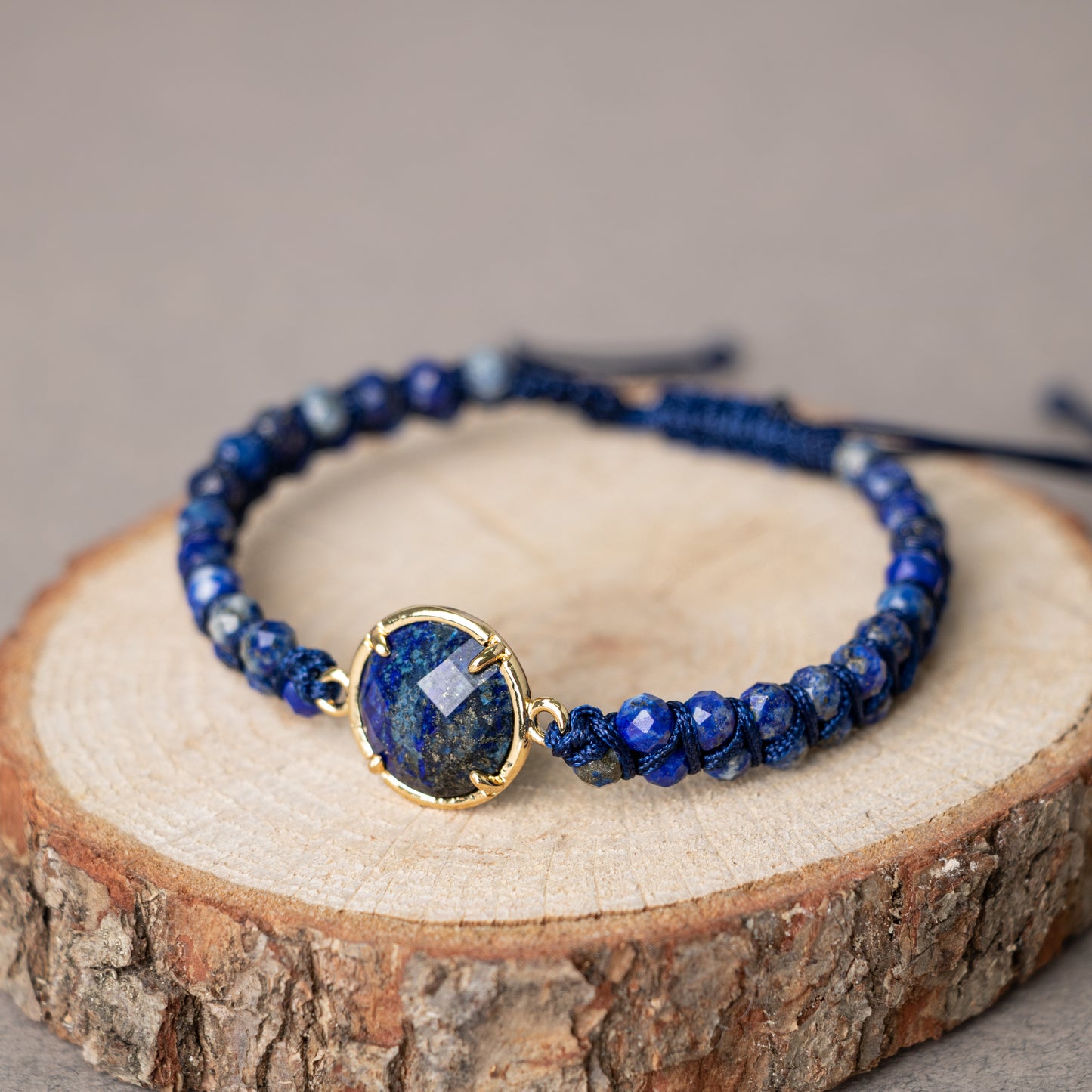 Lapis Lazuli Natural Stone Macrame Design Bracelet