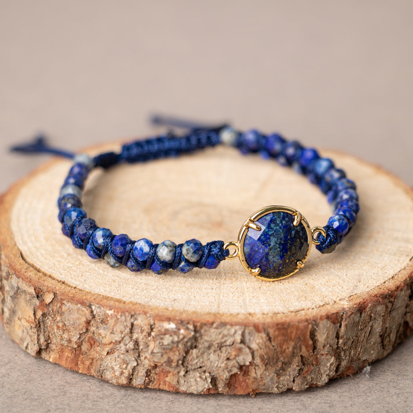 Lapis Lazuli Natural Stone Macrame Design Bracelet