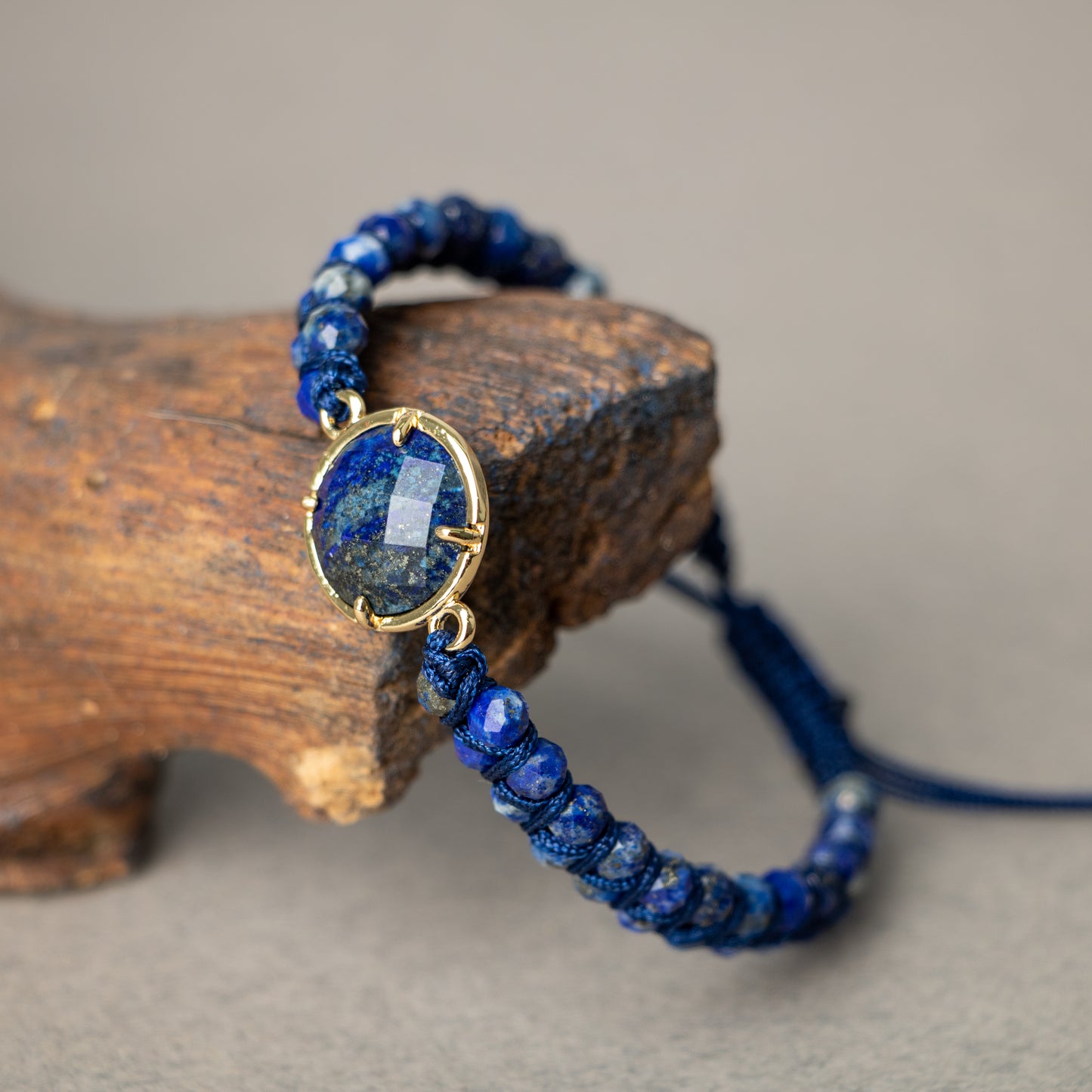 Lapis Lazuli Natural Stone Macrame Design Bracelet