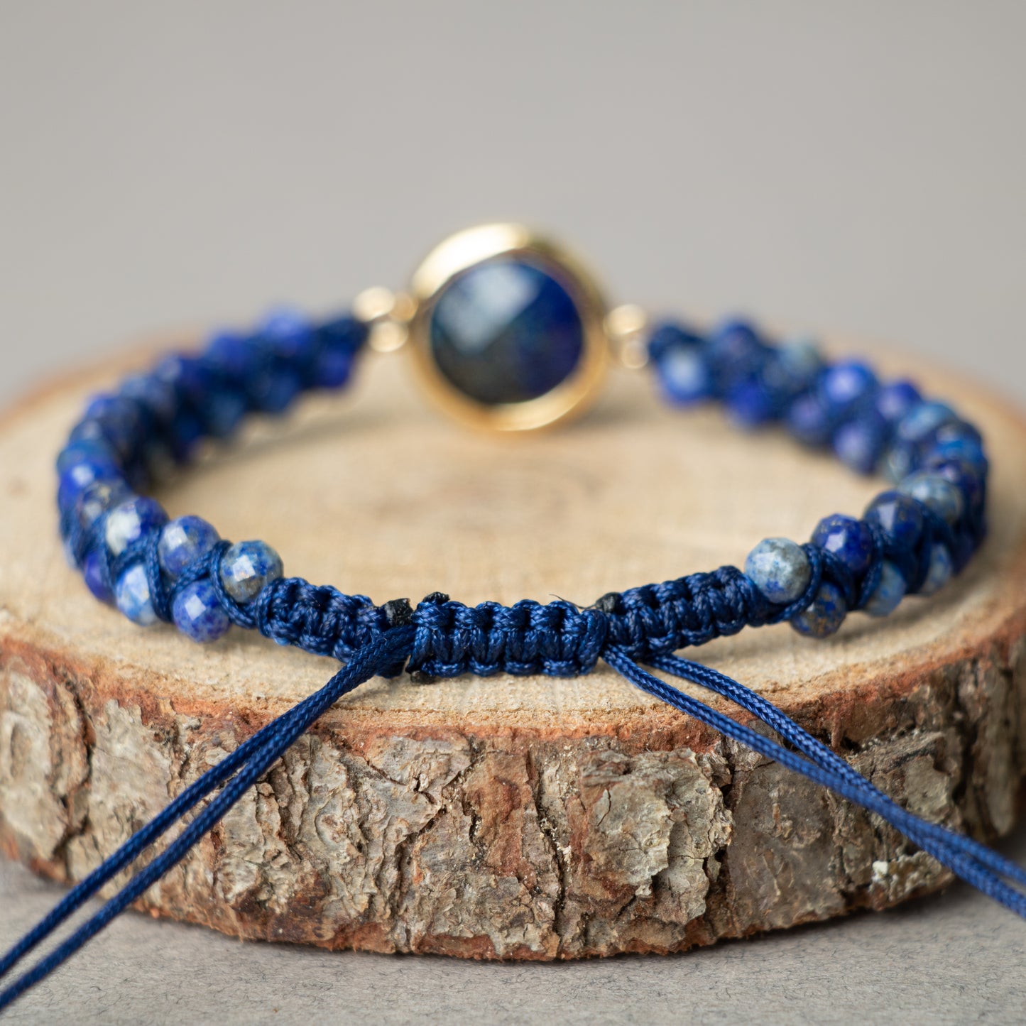 Lapis Lazuli Natural Stone Macrame Design Bracelet