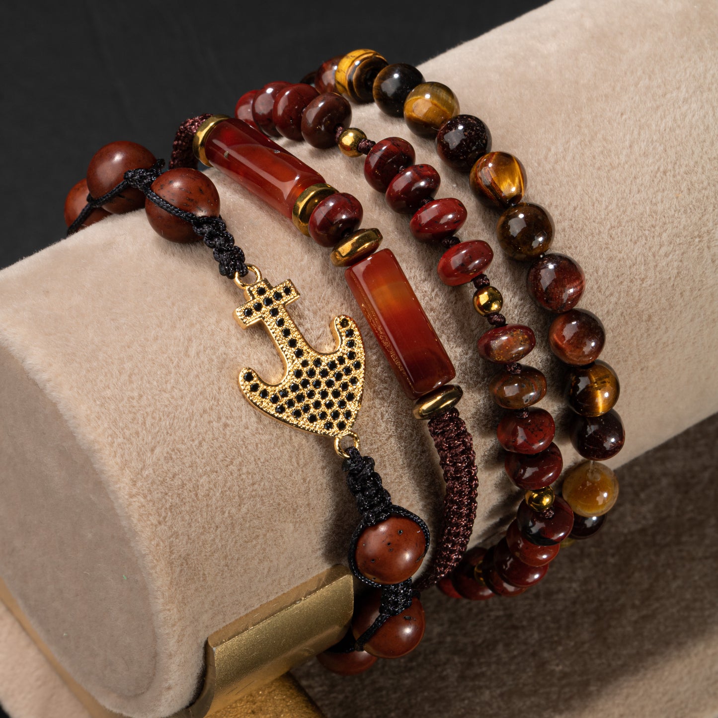 Tiger Eye, Agate Natural Stone Silver Set Bracelet