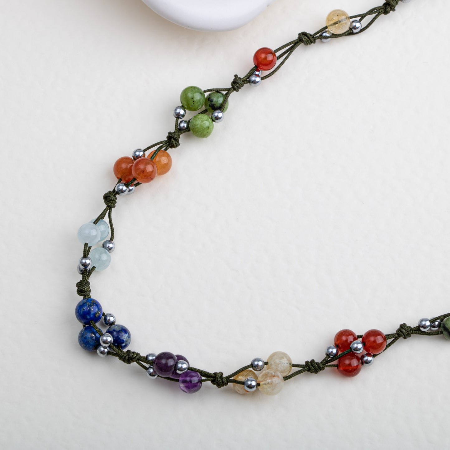 Lapis Lazuli, Amethyst, Citrine and Agate Natural Stone Macrame Necklace