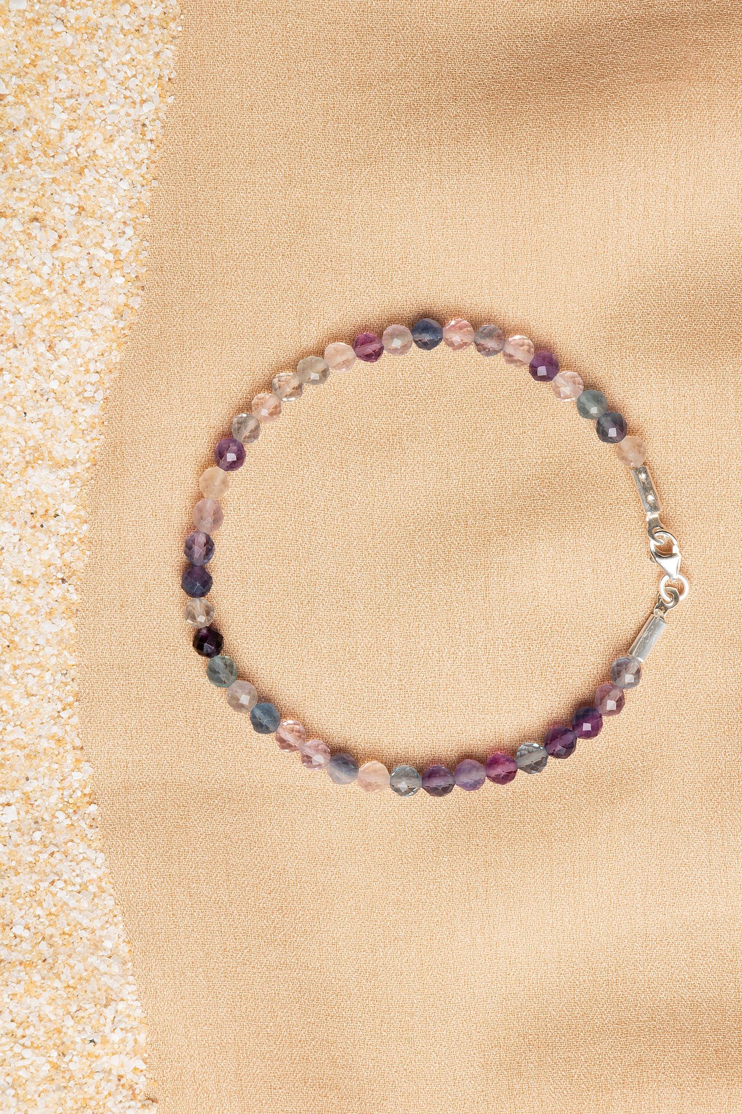Fluorite Necklace and Bracelet Set with Silver Clasps 3-4 mm
