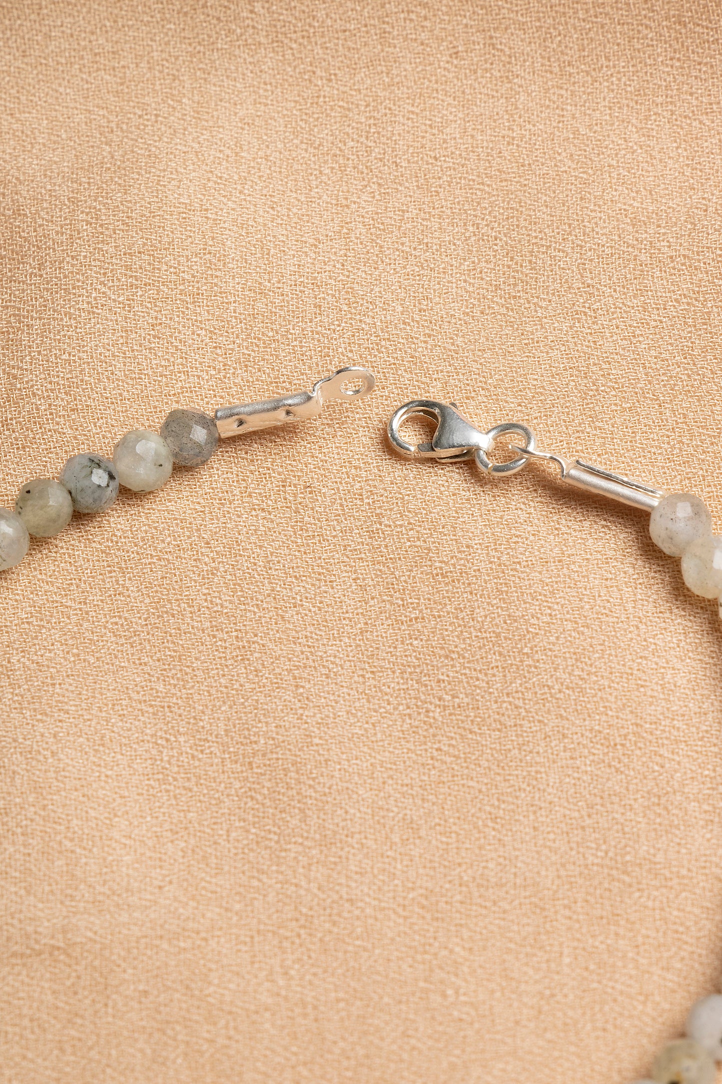 Labradorite Necklace and Bracelet Set with Silver Clasps 3-4 mm
