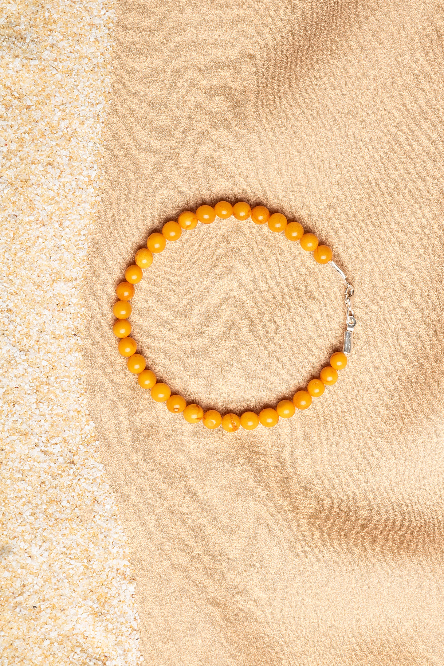 Amber Necklace and Bracelet Set with Silver Clasps 3-4 mm