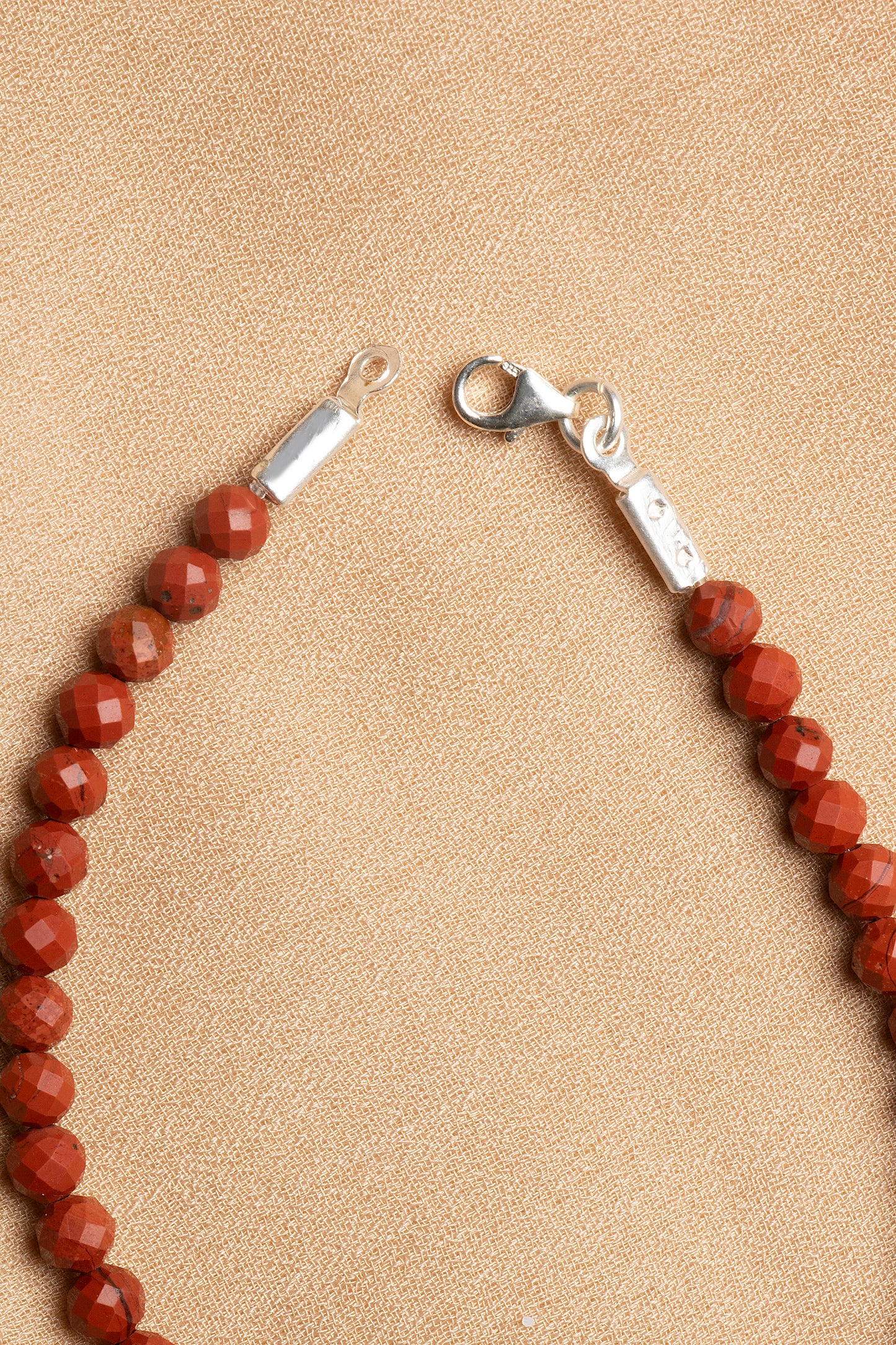 Jasper Necklace and Bracelet Set with Silver Clasps 3-4 mm