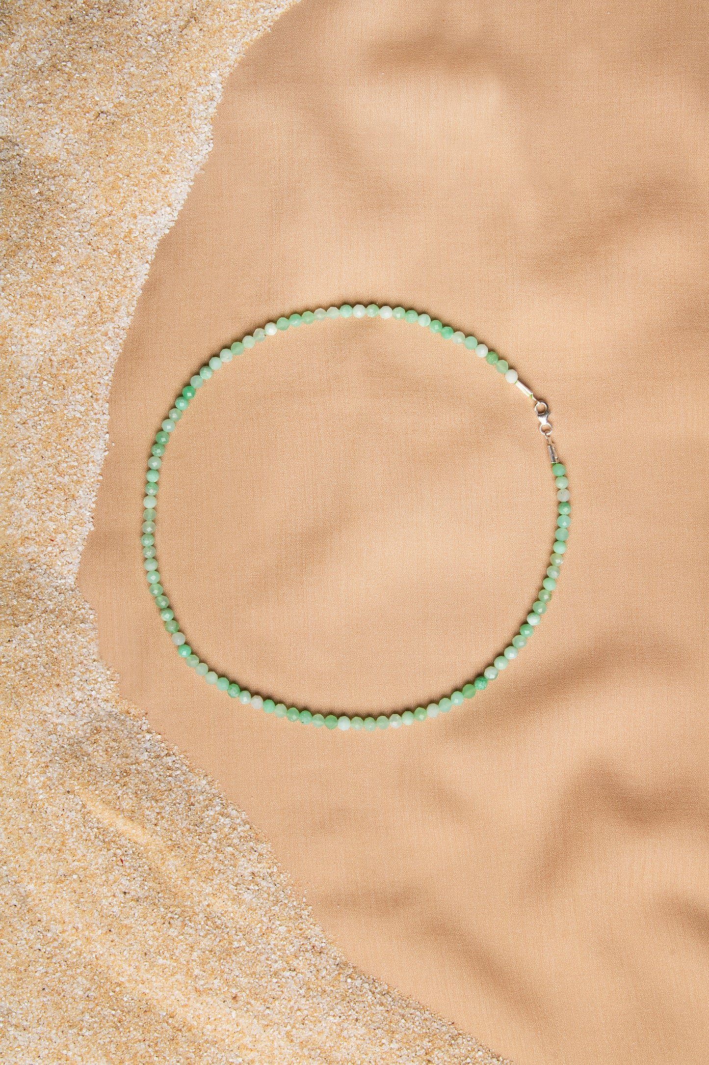 Chrysoprase Necklace and Bracelet Set with Silver Clasps 3-4 mm