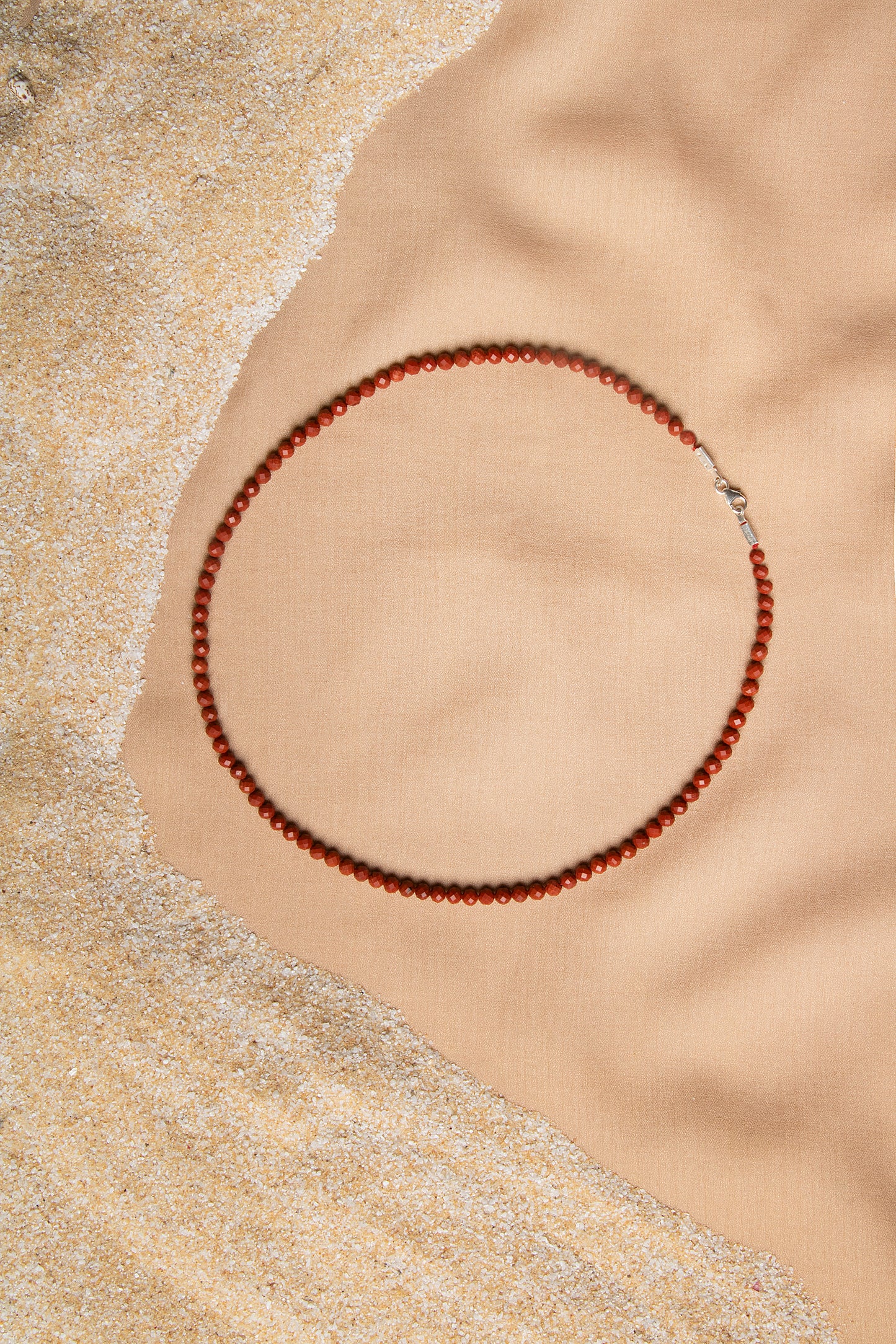 Jasper Necklace and Bracelet Set with Silver Clasps 3-4 mm