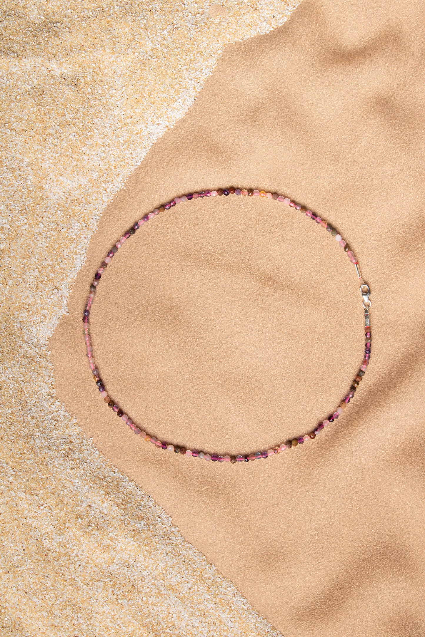 Multicolored Tourmaline Necklace and Bracelet Set with Silver Clasps 3-4 mm