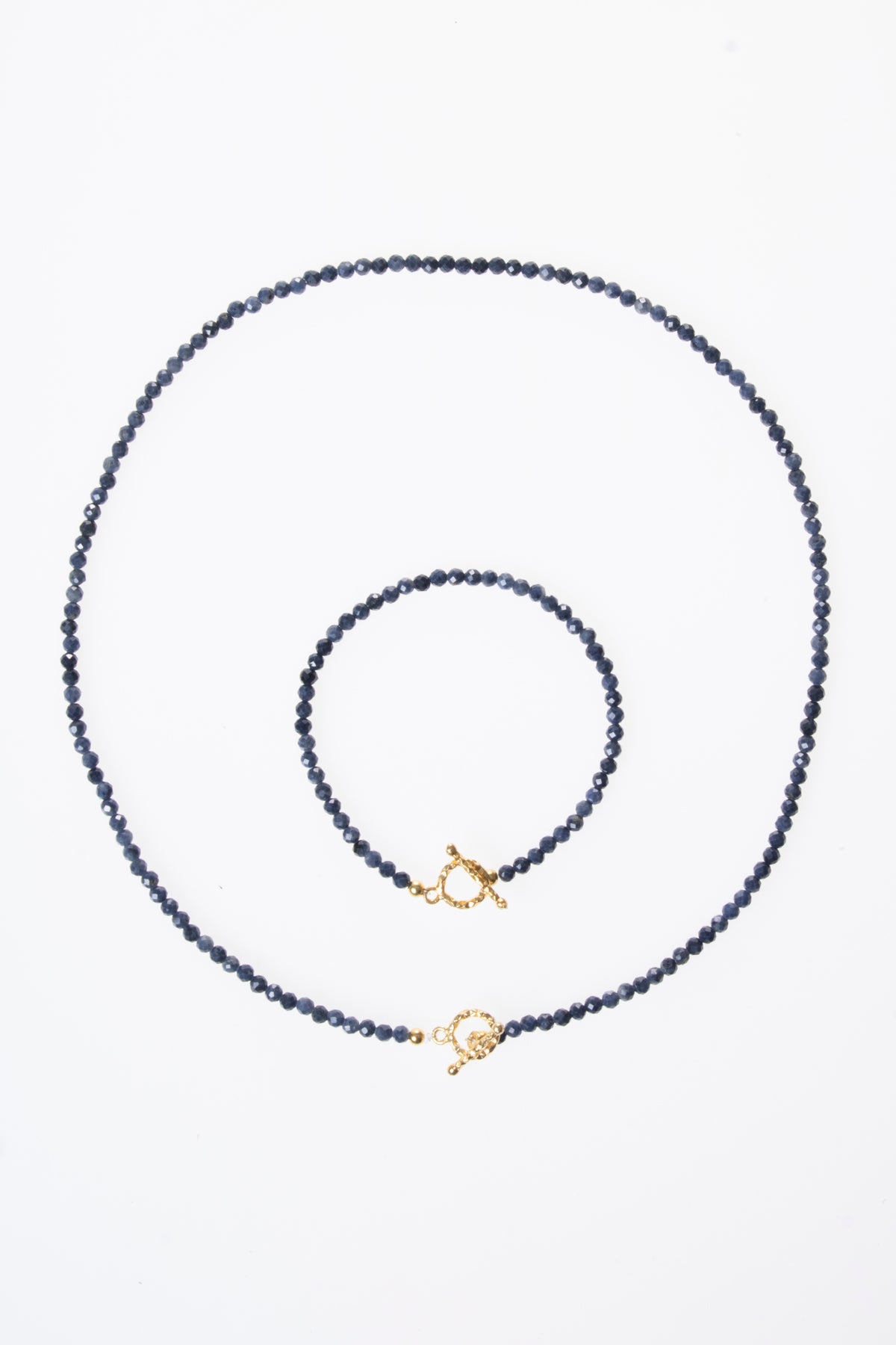 Oceanistone Sapphire natural stone necklace and bracelet set