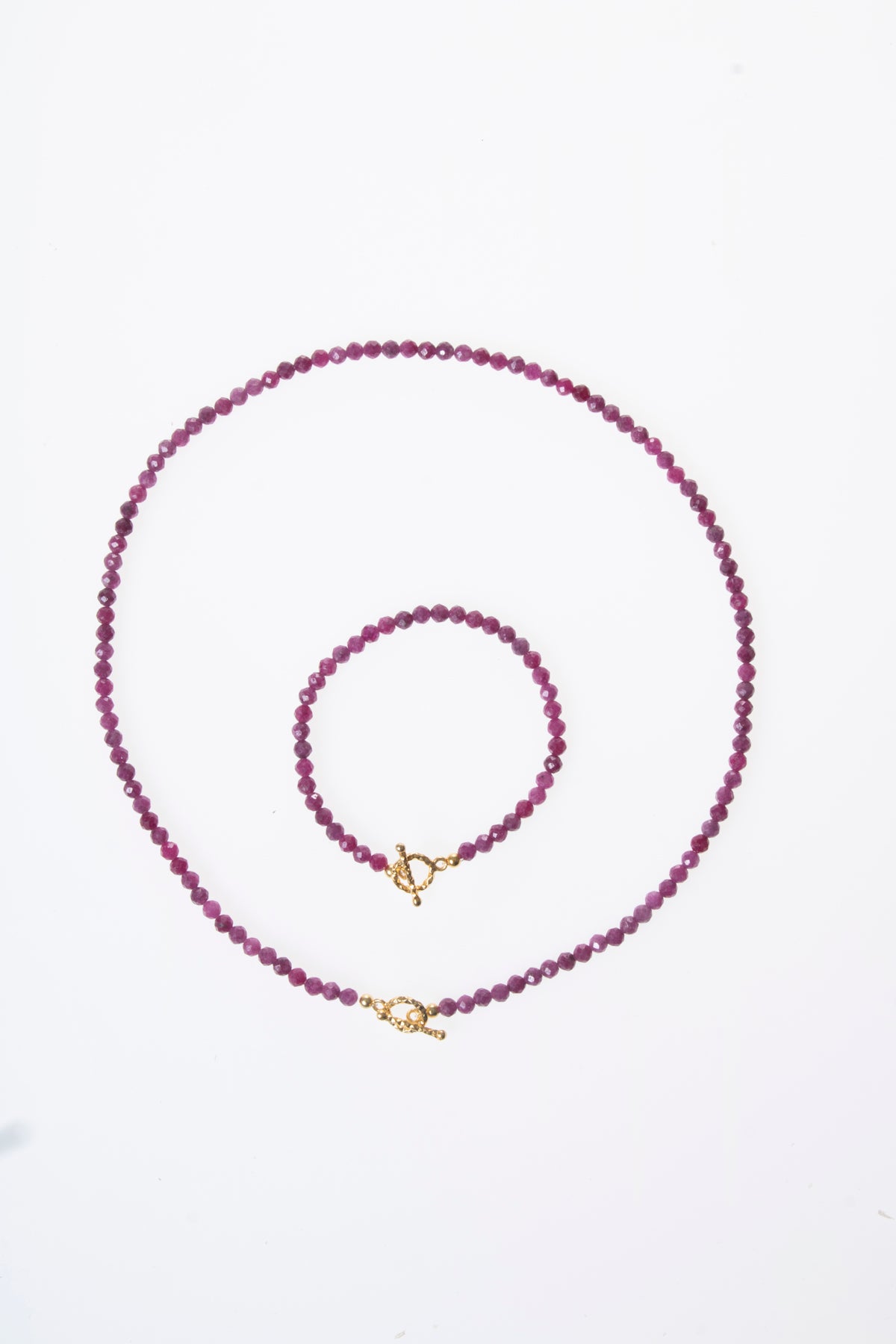 Ruby Natural Stone Necklace and Bracelet Set