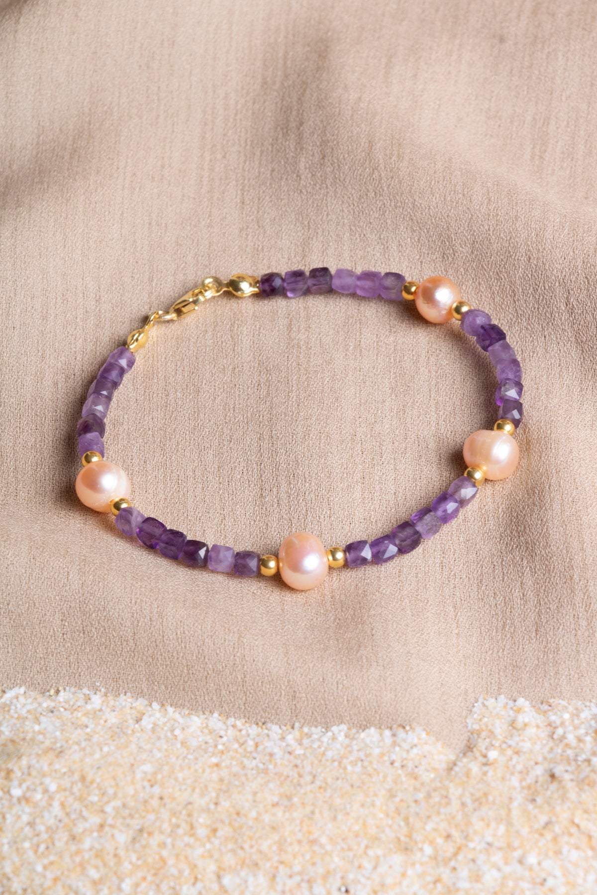 Oceanistone Amethyst - Pearl Natural Stone Bracelet