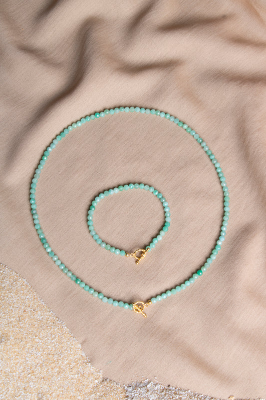 Oceanistone Emerald natural stone necklace and bracelet set