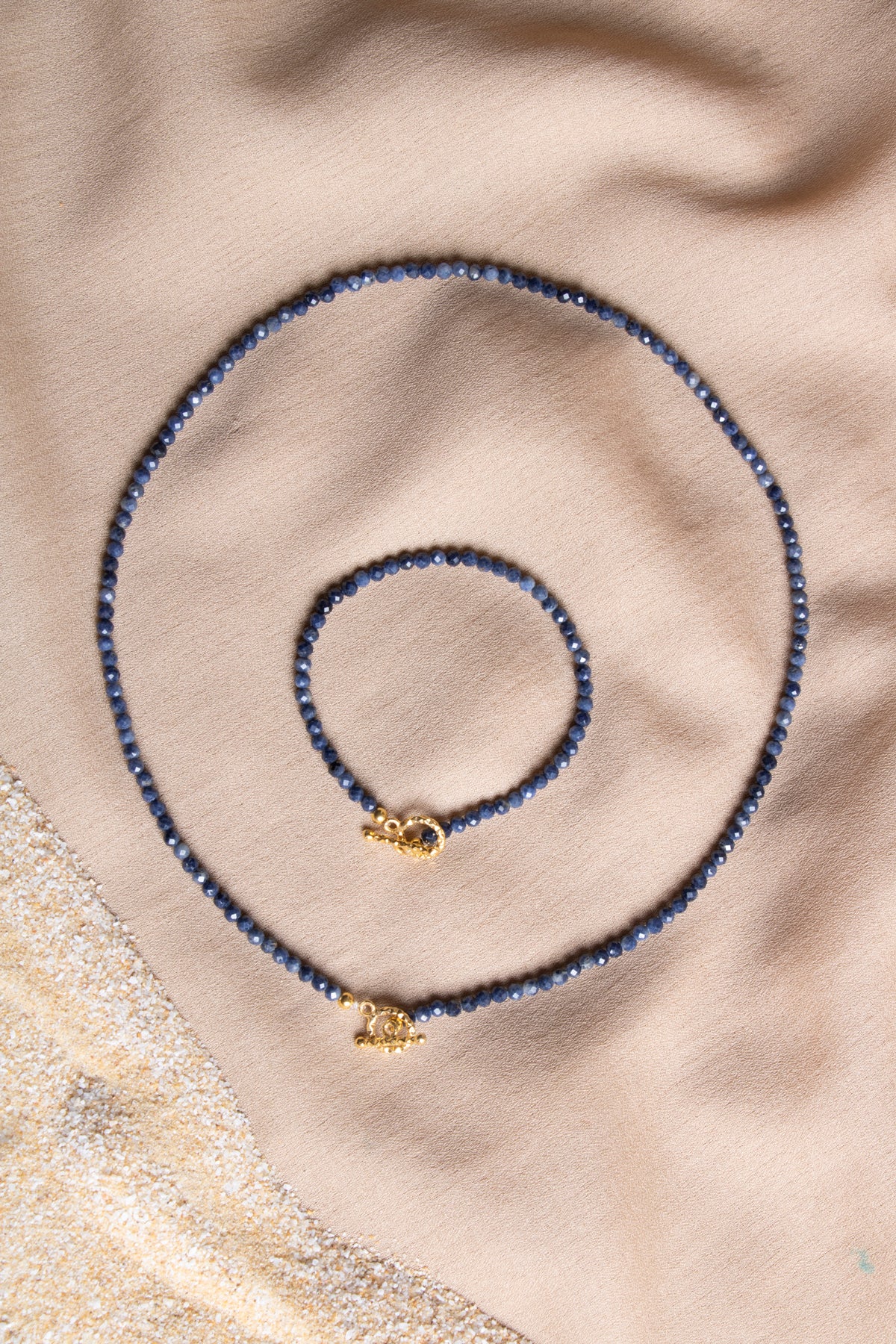 Oceanistone Sapphire natural stone necklace and bracelet set