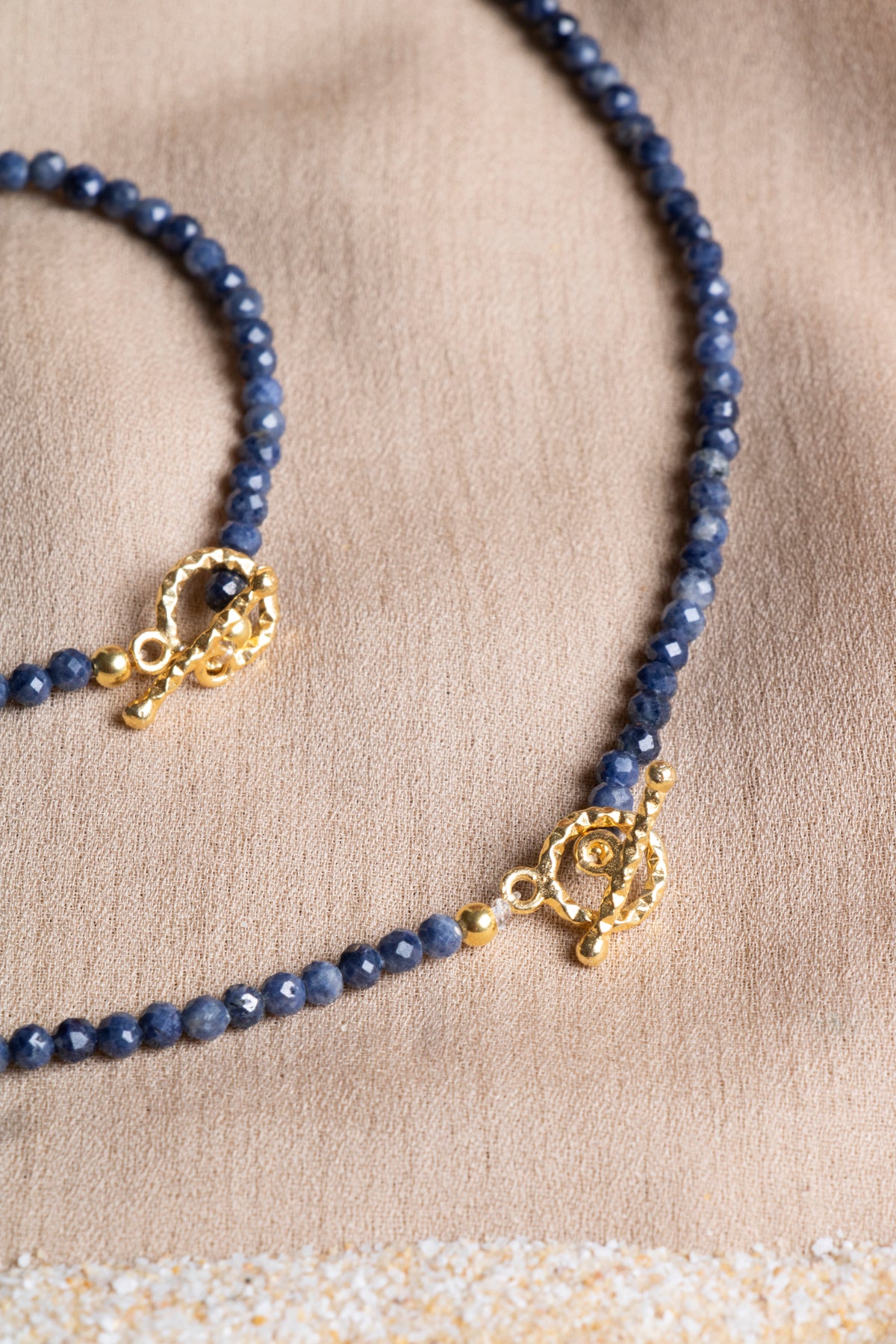Oceanistone Sapphire natural stone necklace and bracelet set