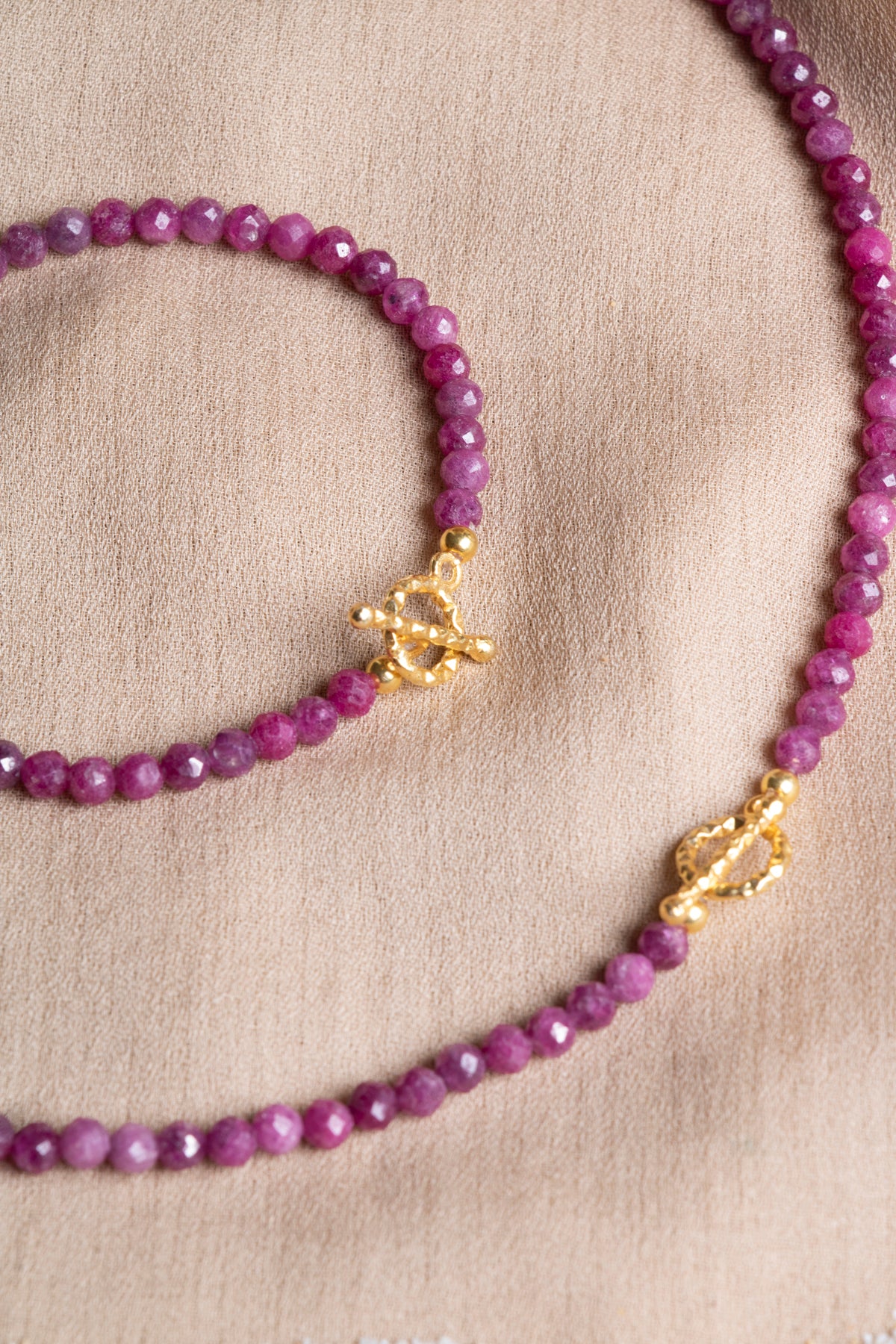 Ruby Natural Stone Necklace and Bracelet Set