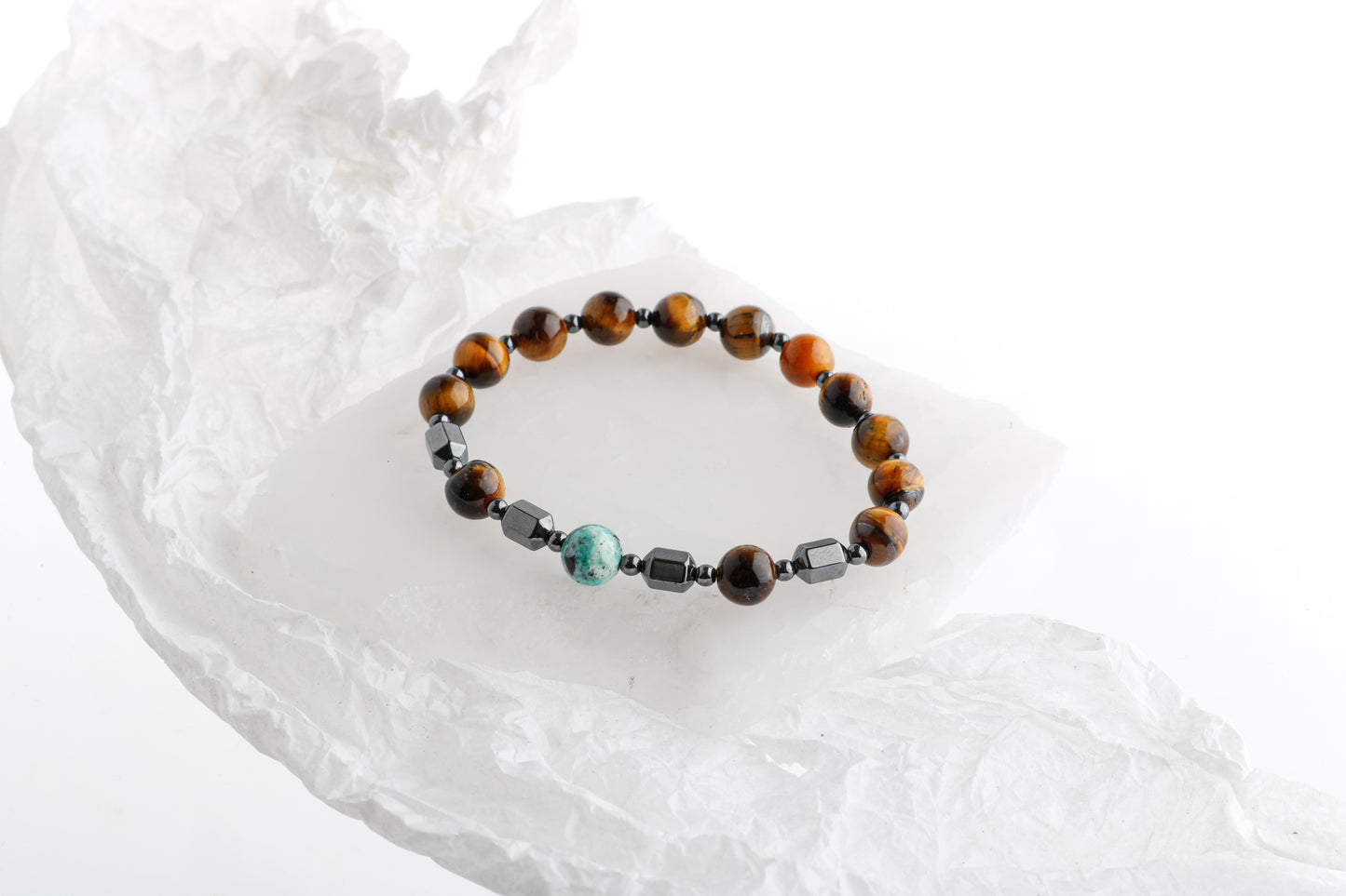 Turquoise, Hematite, Tiger Eye Natural Stone Bracelet