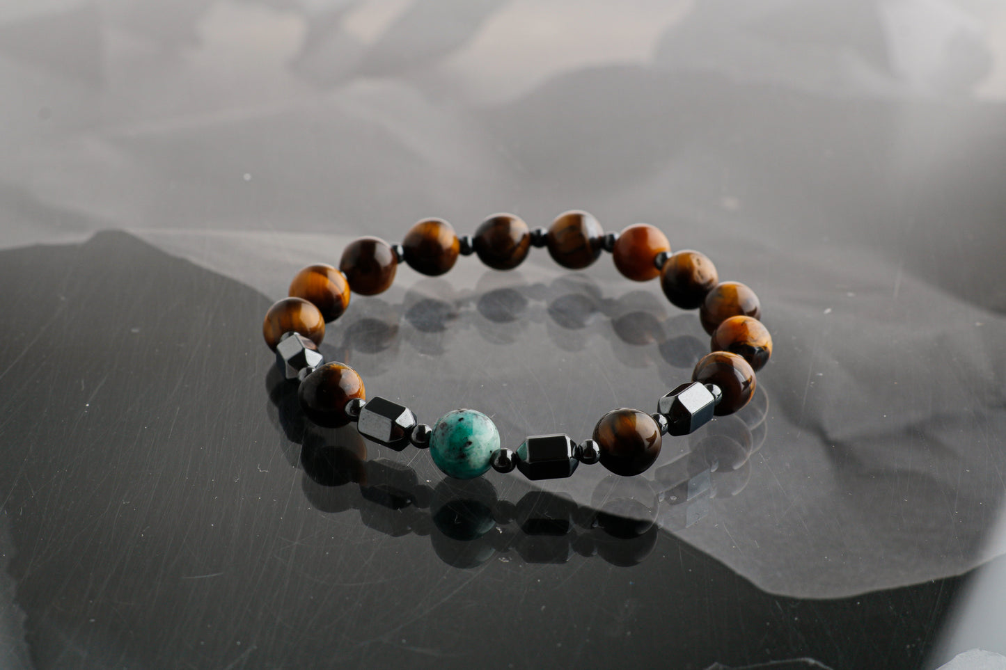 Turquoise, Hematite, Tiger Eye Natural Stone Bracelet