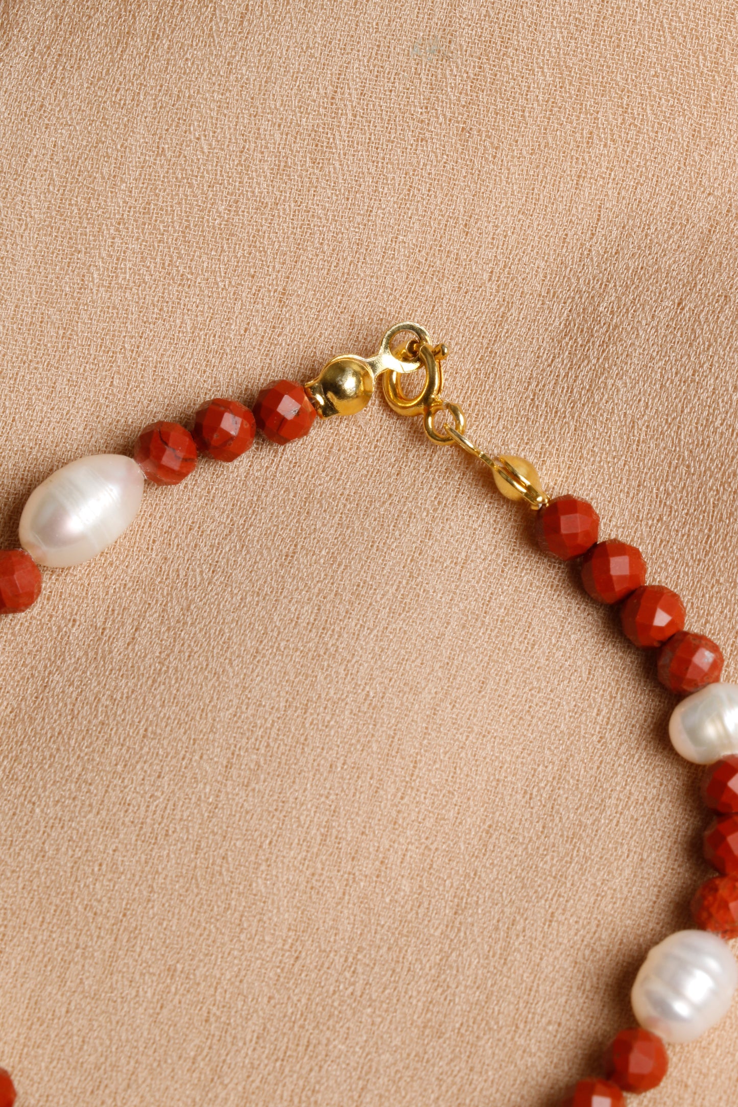 Jasper and Freshwater Pearl Bracelet with Silver Accents