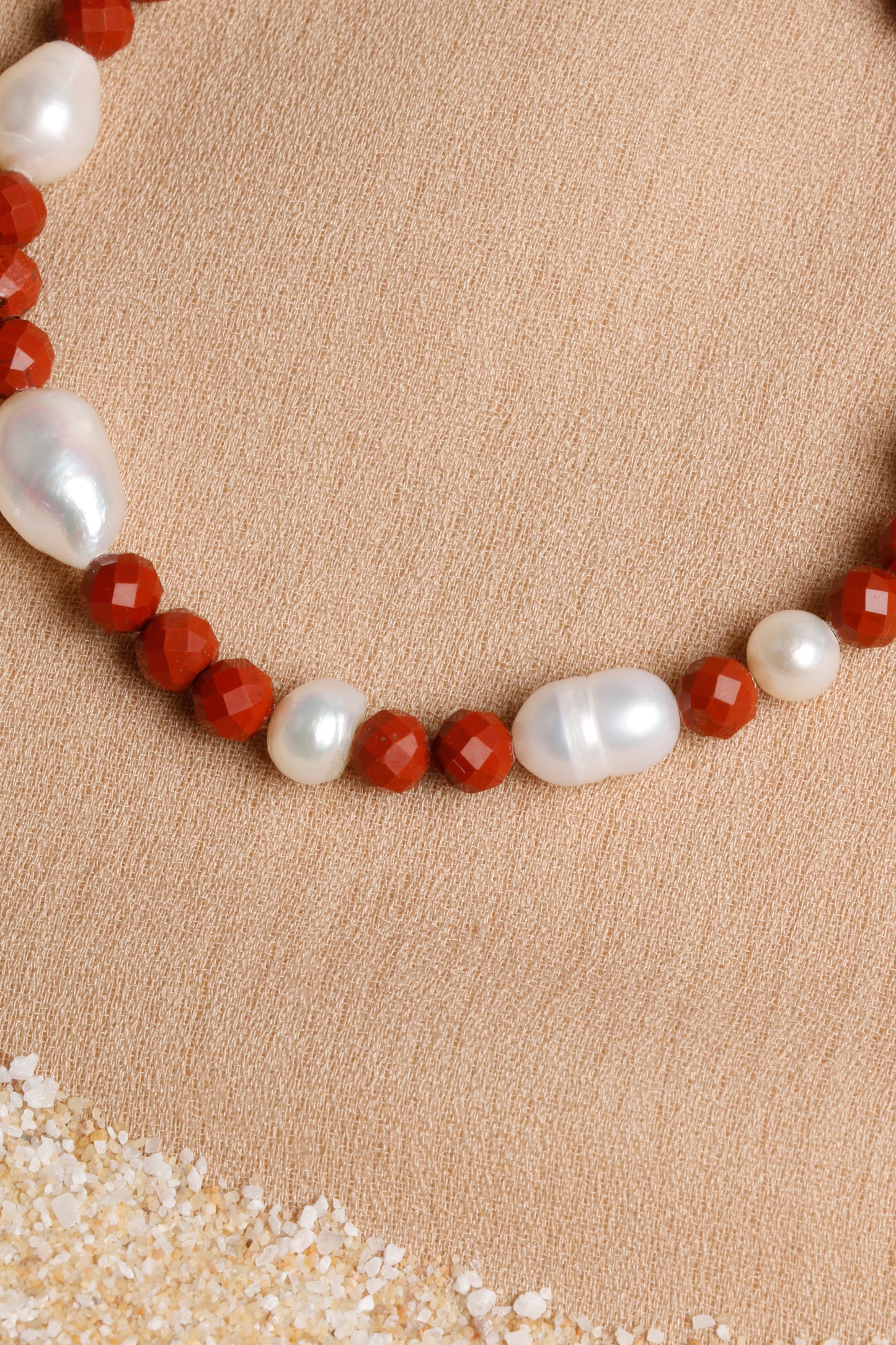 Jasper and Freshwater Pearl Bracelet with Silver Accents