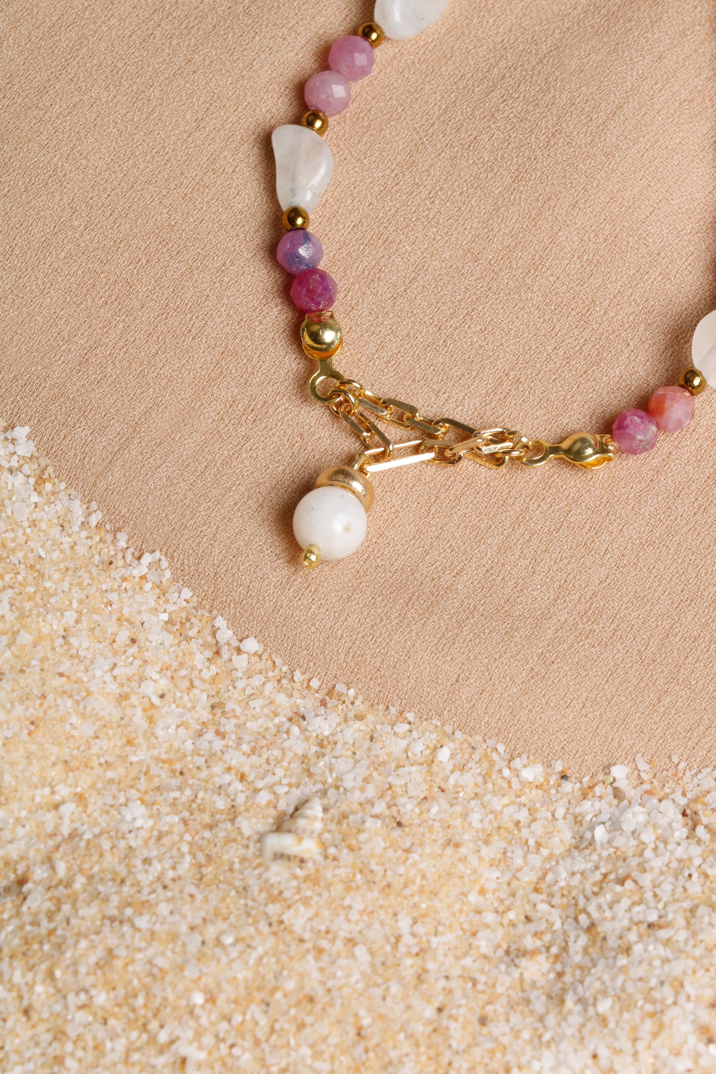 "Starlight Serenity" Moonstone and Tourmaline Bracelet with Silver Accents