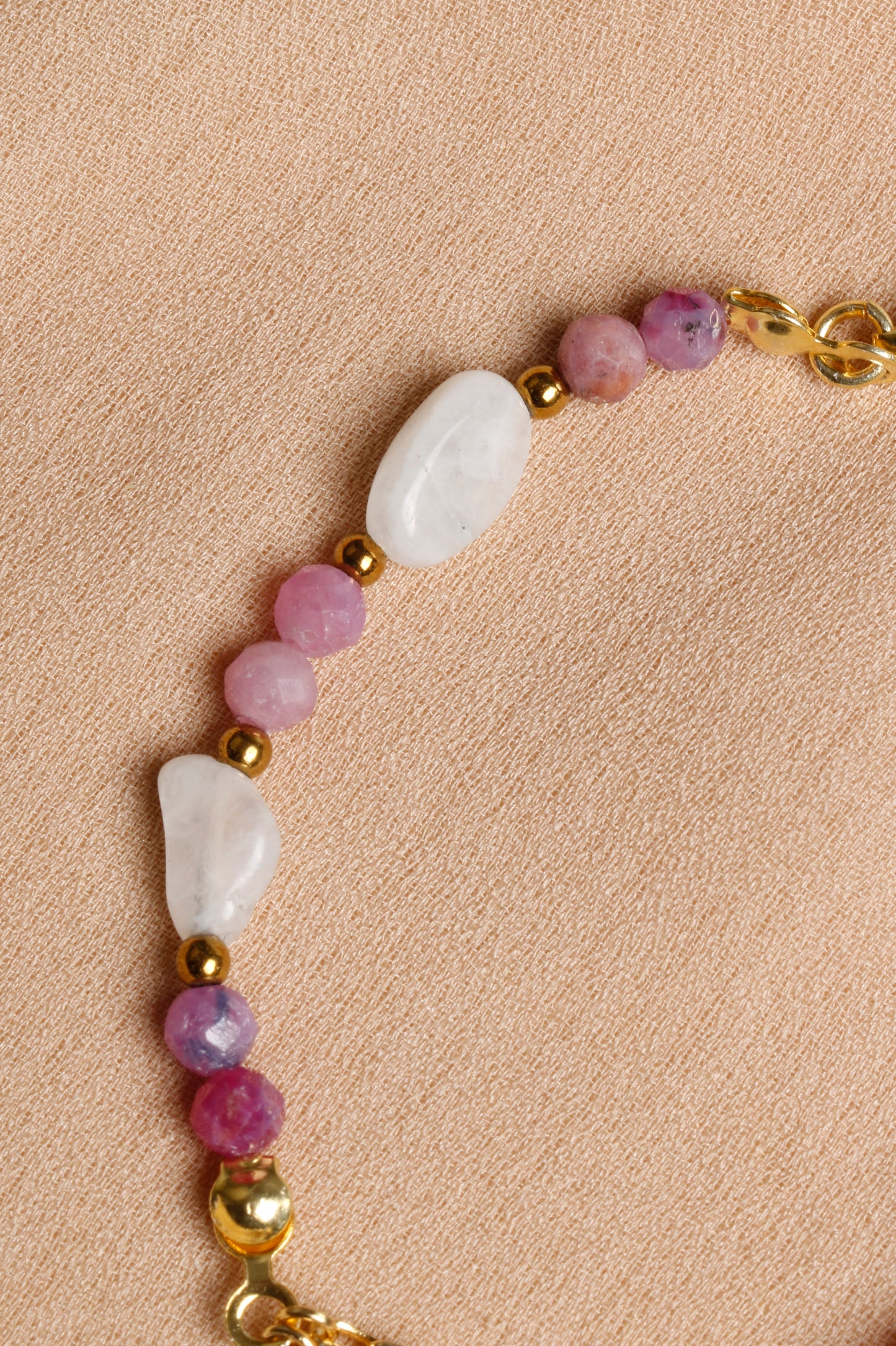 "Starlight Serenity" Moonstone and Tourmaline Bracelet with Silver Accents