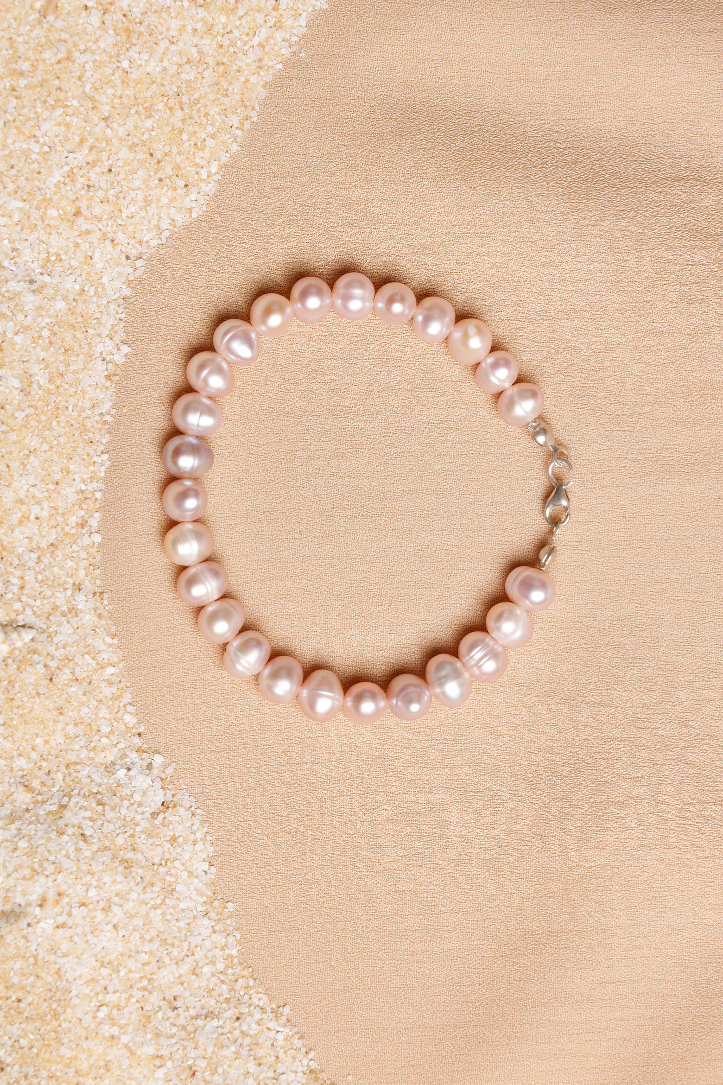 Graceful Pink Freshwater Pearl Bracelet with Silver Clasp