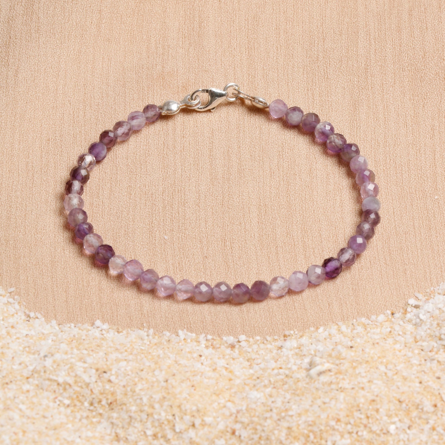 Amethyst Bracelet with Custom-Cut 4 mm Beads and Silver Clasp
