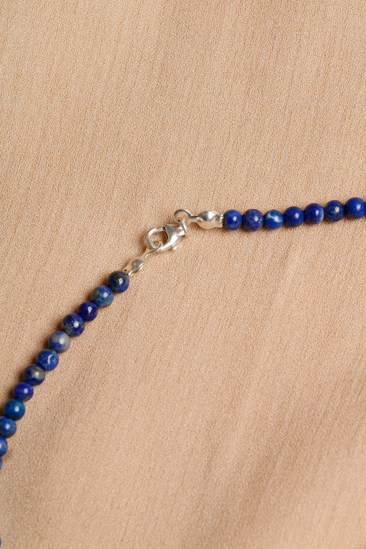 Oceanistone Natural Lapis and Crystal Quartz Necklace with Sterling Silver Clasp